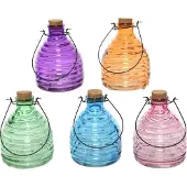Décoris Umweltfreundliche Wespenfalle Glas 7x13cm transparent bunt 1 Stück sort. - Wespenfänger zum Aufhängen Bügel Wespen Fanggerät Fänger Wespen, Hornissen