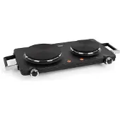 Klarstein Cookorama elektrische Doppelkochplatte, 2250 Watt, Massekochfelder: 150/180 mm Ø, Kontrollleuchten, Haltegriffe, 5 Stufen, Kochfeld, Camping, schwarz