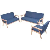 vidaXL Sofagarnitur 3-tlg. Stoff Blau