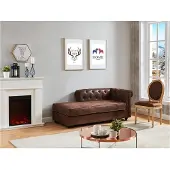 Vente-unique Chesterfield-Recamiere linksseitig - Microfaser - Vintage-Leder-Look - SHIREL