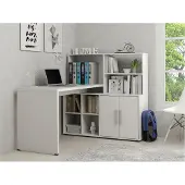 Vente-unique Eckschreibtisch mit Stauraum - Weiß - LEON