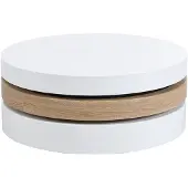 Vente-unique Couchtisch rund - drehbar - 1 Ablagefach - MDF - Weiß & Holzfarben hell - JANITA