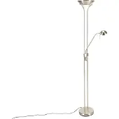 QAZQA Stehleuchte Stahl mit Leselampe inkl. LED und Dimmer - Diva