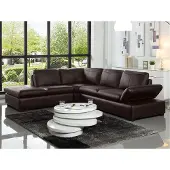 Vente-unique Ecksofa in Leder ONYX II - Braun - Linkes Ecksofa