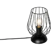 QAZQA - Moderne Tischleuchte I Tischlampe I Lampe I Leuchte Schwarz Draht - Palica I Wohnzimmer I Schlafzimmer - Stahl Rund - LED geeignet E27