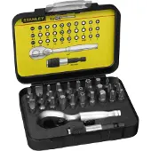 Stanley 1/4" BitSatz, 25 mm, mit MiniUmschaltknarre, 32teilig