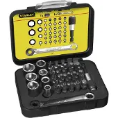 Stanley 1/4 Bit-Satz 25 mm mit Knarrenschlüssel und Steckschlüsseln 39-teilig