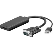 Goobay VGA auf HDMI Adapter (15-Polig, USB 2.0/Typ A, Full HD, 0.1m, Schwarz)
