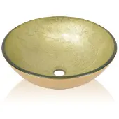 vidaXL Waschbecken Hartglas 42 cm Gold