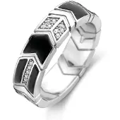 Ti sento Damen-Damenring 925er Silber Farbstein Ti Sento Milano Silber/schwarz