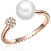 Valero Pearls Ring Sterling Silber Zirkonia Süßwasser-Zuchtperle in roségold | Gr.: 56