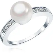 Rafaela Donata Ring Sterling Silber Zirkonia Muschelkernperle in silber | Gr.: 54