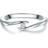 Trilani Ring - Sterling Silber Ring Diamant - Gr. 56 - in Silber - für Damen