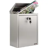 Allux Briefkasten 200, silber, aus Edelstahl, mit Zylinderschloss, Wandbriefkasten, 39 x 28 cm
