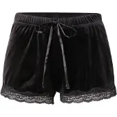 Hunkemoller Shorts aus Velours mit Spitze Schwarz