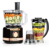 Klarstein Luca Multifunktionsmixer Standmixer Zerkleinerer Küchenreibe Saftpresse Food Processor, 1000 Watt, stufenlos, 6 Modi, BPA-frei, 3 Liter, 3 l Messbecher, Spatel, Rot