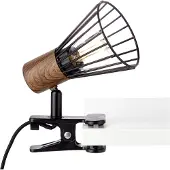 Brilliant Klemmleuchte Manama | moderne Klemmleuchte | Metall/Kunststoff | holz dunkel/schwarz | Kopf schwenkbar | 1x E14 max. 28 W