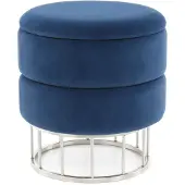 Hearthome & Living | Hocker Sero Samt blau Samt 37.5x41x37.5 cm | NADUVI
