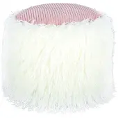 Kayoom Fellpouf Bobtail 100 Wei§ / Rosa