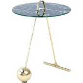 Kayoom Beistelltisch "Pendulum 525, mit runder Tischplatte", schwarz (gold, schwarz), B:46cm H:60cm T:46cm, Stahl, Glas, Tische, Beistelltisch, Marmoroptik, Gestell im Pendel-Design, praktisch tragbar