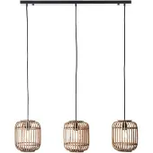 Brilliant Pendelleuchte Woodrow | Hängeleuchte im Naturstyle | 125 cm | Metall/Rattan | Hellbraun | 3x E27 max. 60 W