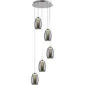 Brilliant LED Pendelleuchte Metropolis in Schwarz-transparent und Chrom 5x 5,2W 2300lm