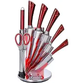 Big Buy Cooking Royalty Line Küchenmesserset und Halter Edelstahl versilbert 15 x 15 x 35 cm