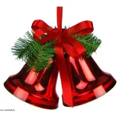 Hortus Zwei Glocken Weihnachten rot 13 cm grün mit Schleife (rood)