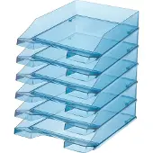 HAN Ablagekorb Klassik, für Format A4/C4, mit Beschriftungsfeld, stapelbar, B 255 x T 348 x H 65 mm, Kunststoff, blau/transparent, 6 Stück