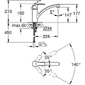 GROHE Spültischbatterie Eurosmart 33281002, schwenkbar