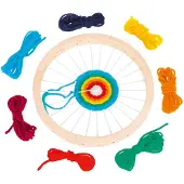 Goki Kreativset "Webrahmen rund 18 cm", bunt (natur), Kreativsets, KinderH:1,8cm Ø:18cm, Holz, Kreativset, H:1,8cm Ø:18cm