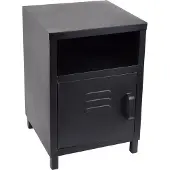 Loft42 Mira Industrieller Nachttisch - Metall - Schwarz - 51x35x35