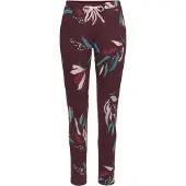 s.Oliver Pyjamahose , Damen, Gr. 32/34, N-Gr, rot (bordeaux, geblümt), Single Jersey, Obermaterial: 50% Baumwolle, 50% Viskose, geblümt, schmal knöchellang, Hosen Pyjamahose, mit Allover-Druck