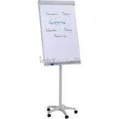 Franken Flipchart PRO Mobil FC41, 5 Rollen, höhenverstellbar, magnethaftend, Ablageschale, Tafel 670 x 950 mm