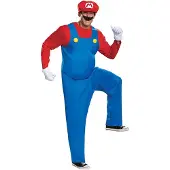 Disguise Herren Mario Kostüm, offizielles Super und Hut, Erwachsenengröße, Mario, XXL (50-52)