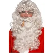 Smiffys Santa Claus Kit mit Perücke, Bart, Brille und Pfeife