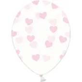 Party Deco Balloons 30cm, Hearts, Crystal Clear (1 pkt / 6 pc.)