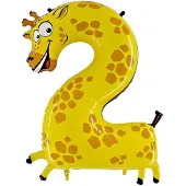 Delights Direct Silberfolienballon Giraffe, Zahl 2