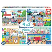 Educa 18903 Alltagshelden 4in1 Kinderpuzzle mit 20 40 60 und 80 Teilen