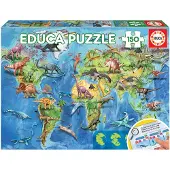 Educa Puzzle Weltkarte mit Dinosauriern 150 Teile