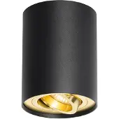 QAZQA - Modern Deckenstrahler schwarz mit Gold I Messing dreh- und schwenkbar - Rondoo up I Wohnzimmer I Schlafzimmer - Aluminium Zylinder - LED geeignet GU10