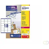 Avery Zweckform Etiketten Zweckform ultragrip L7161, 63,5x46,6 mm, weiss, Pk. 1800 Stk.