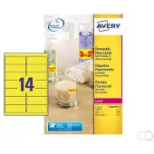 Avery Neon-Etiketten L7263Y-25, zum Beschriften, ablösbar, Papier, gelb, 99,1 x 38,1 mm, 25 x A4 Bögen, 350 Stk.