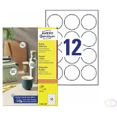 Avery Etiketten L3416-100, A4, universell, permanenthaftend, druckergeeignet, FSC-Papier, rund, Ø 60 mm, weiß, 1200 Stück auf 100 Bogen