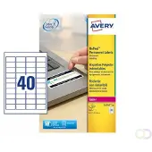 Avery Zweckform Etiketten L6145-20, fälschungssicher, extrem robust, geeignet für SW-Laserdrucker, 45,7 x 25,4 mm, 800 Stück/20 A4-Bogen, Acrylfolie, weiß
