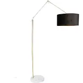 QAZQA Moderne Stehlampe Gold Veloursschirm Schwarz 50 cm EdiTor