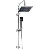Grafner Regendusche im Set incl. Kopfbrause, Handbrause, Schlauch, Stange und Anschluss-Set Duschset Duschsystem Duschgarnitur eckig