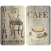 Wenko Herdabdeckplatte Universal Bistro 2er Set, für alle Herdarten Wenko Platte: Braun, Füße: Grau - Hellgrau, Saugnäpfe: Transparent