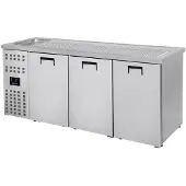 CombiSteel Biertheke BRAUBAR | 3x Türen & Einzelspülbecken links | HxBxT 95x210x70cm | +2/+8°C | Edelstahl | + Geschirrtuch