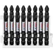 Bosch PRO Impact Schrauberbit mit Doppelklingen und Pick and Click-Einsätzen, PZ2, 65 mm, 8-tlg.